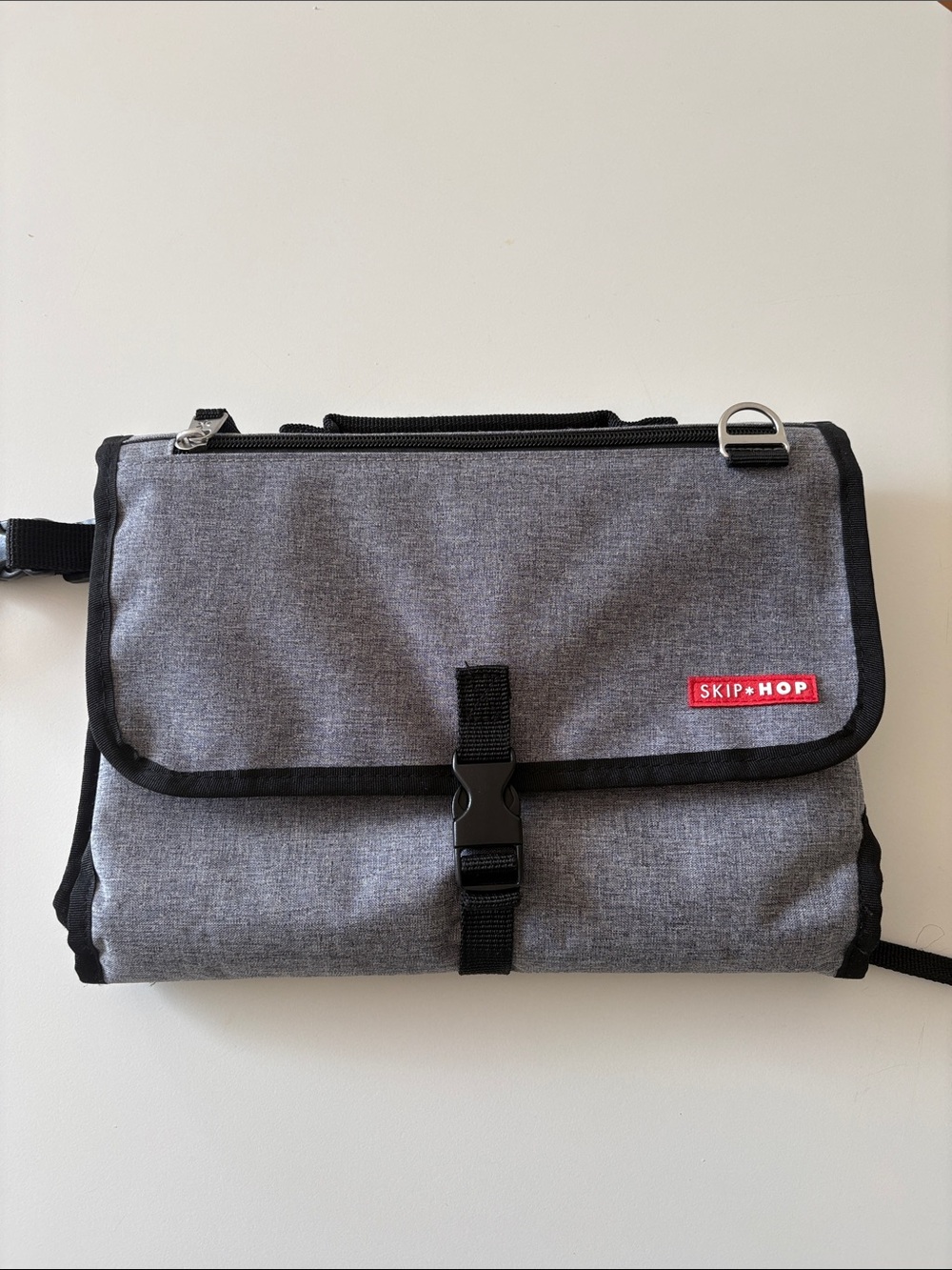 Skip Hop Gray Portable Baby Diaper Bag with Removable Changing Pad